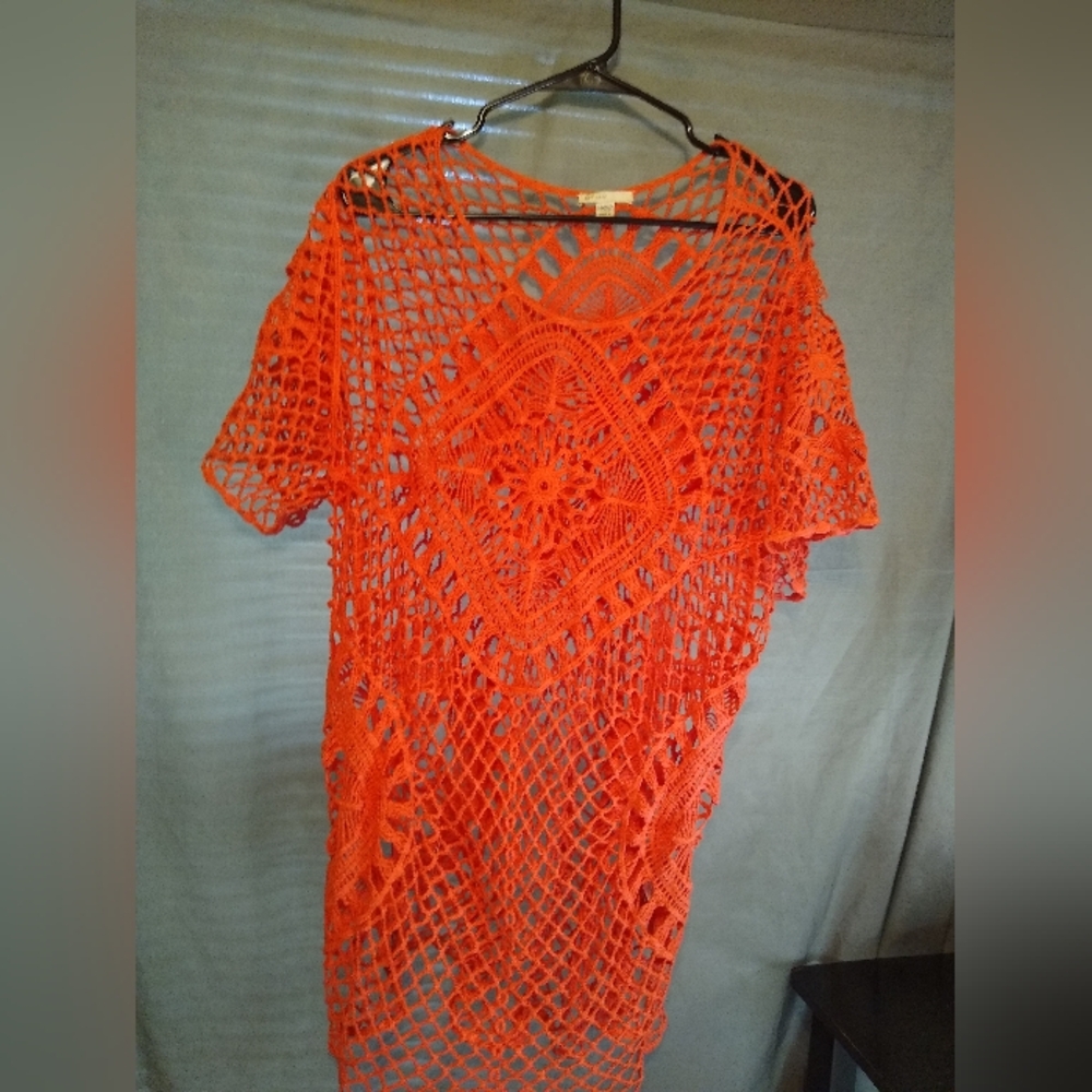 Est 1946 Orange Plus Size Crochet Swim Cover-Up